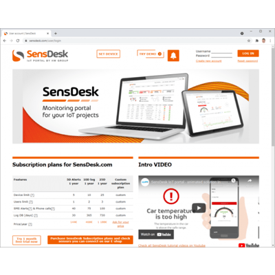 SensDesk-Portal 25, für max. 25 HWgroup-Geräte, Preis pro Monat