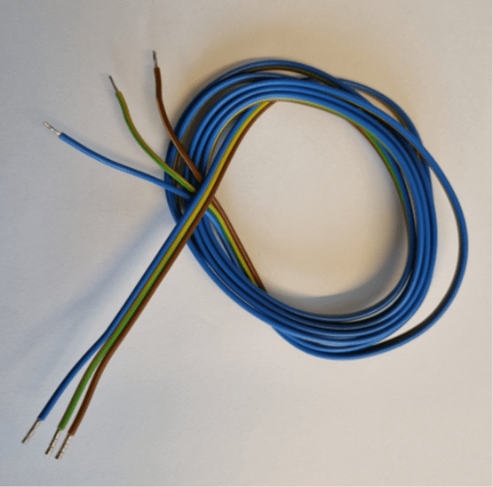 Flachbandkabel 3x0,5mm2, 1,5m, braun/blau/gelb-grün